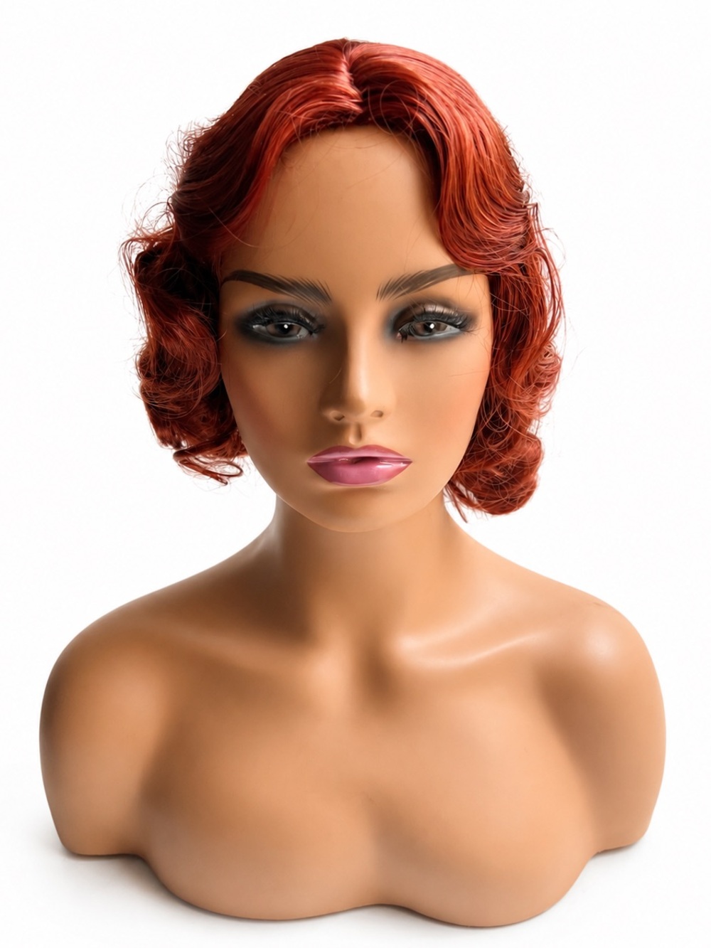 Vintage Short Finger Wave Wig in Copper Red